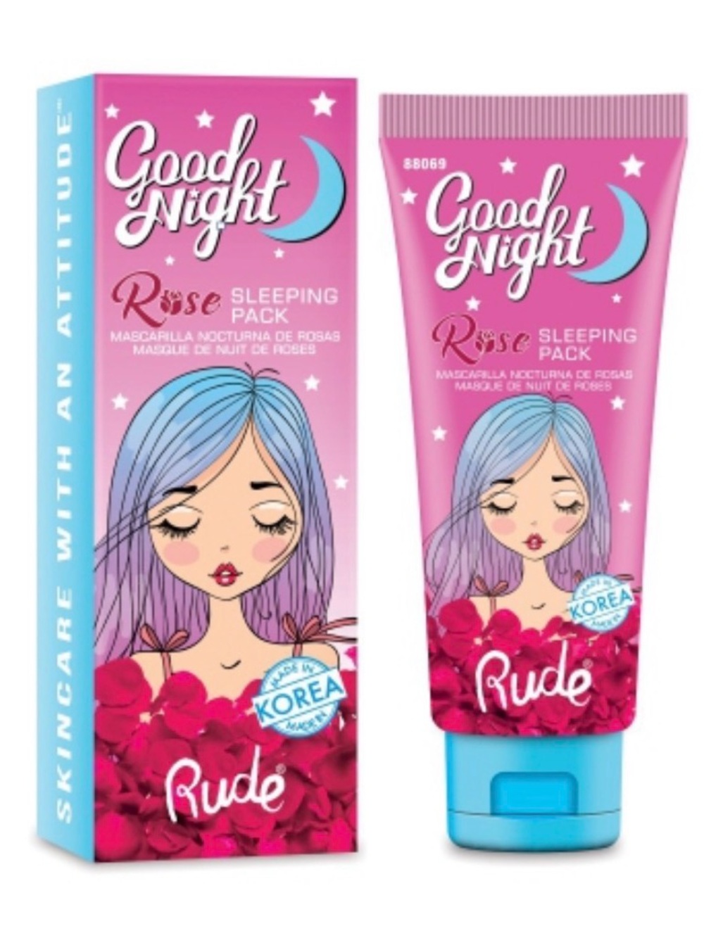 RUDE Good Night Rose Sleeping Pack – Pink & Blue Tube